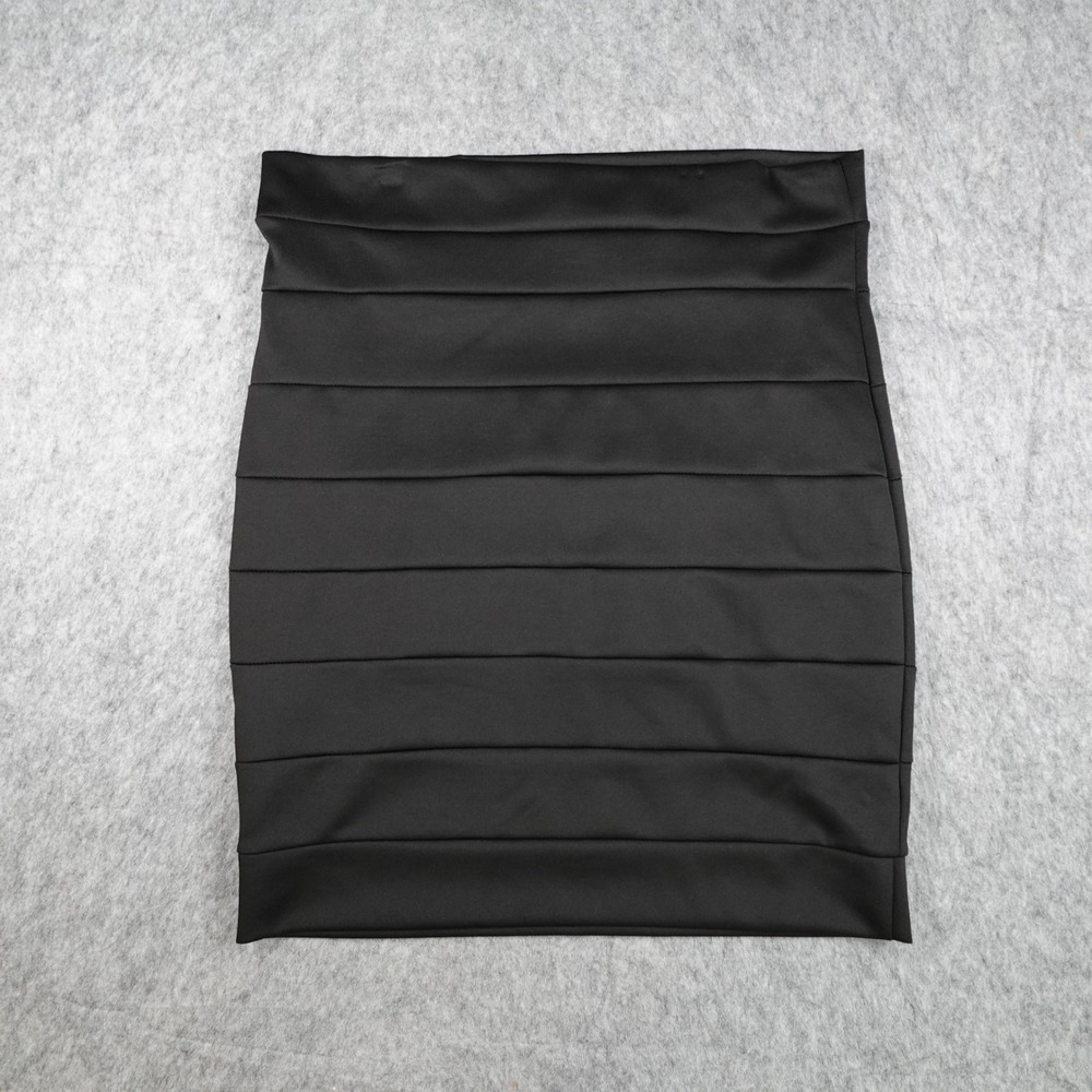 Fashion To Figure Skirt Women 3X Black Bodycon Bandage Tiered Mini Stretchy Chic